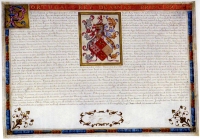 <b>Carta de Armas de<br>Luis Brito de Palermo, 1717<br>Arquivo Família<br>Matos Velez</b>
