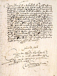 <b>Termo de aceitação do cargo<br>de inquisidor-geral pelo infante,<br>depois Rei,D. Henrique,<br>arcebispo de Braga<br>3 de Julho de 1539<b>